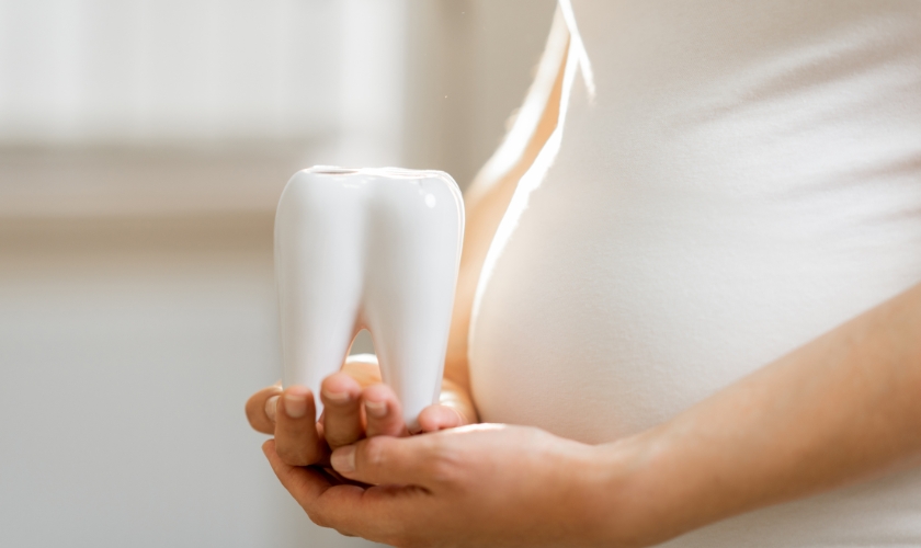 Tooth illustration representing dental care during pregnancy