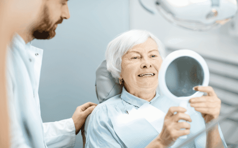 Senior patient being evaluated for dental implants
