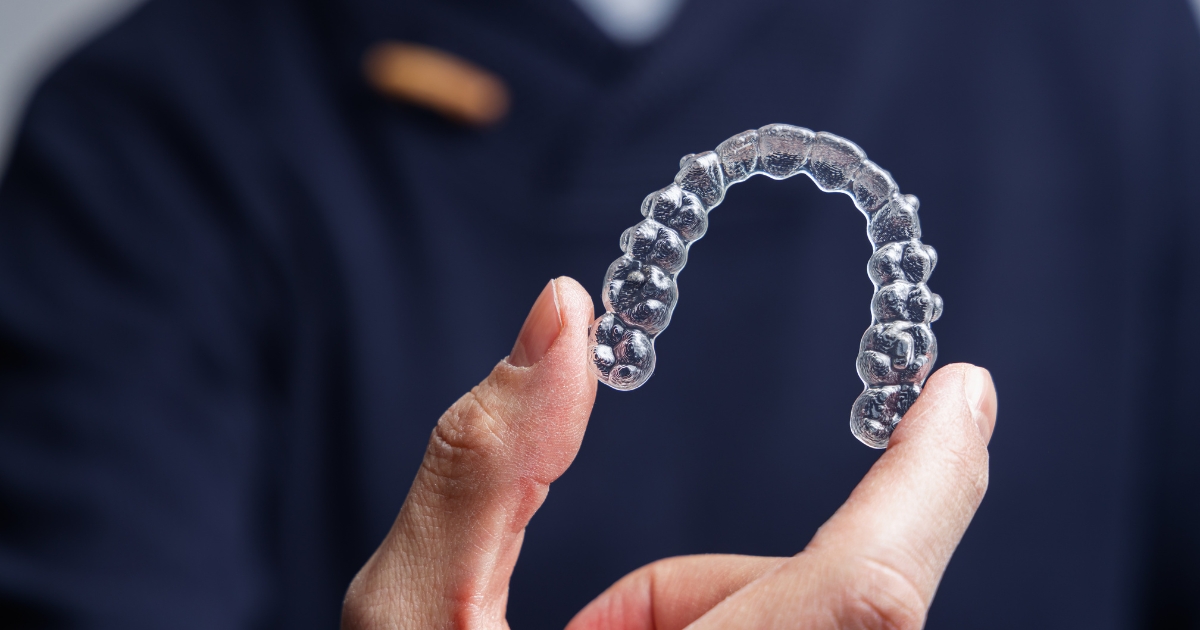 Clear aligners used to straighten teeth