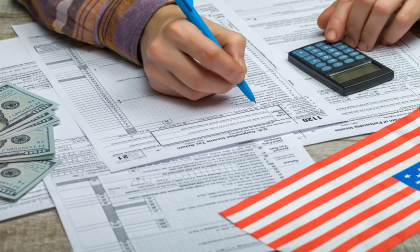 Patient reviewing dental paperwork and forms