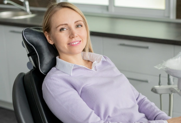 New dental patient relaxing in the treatment chair